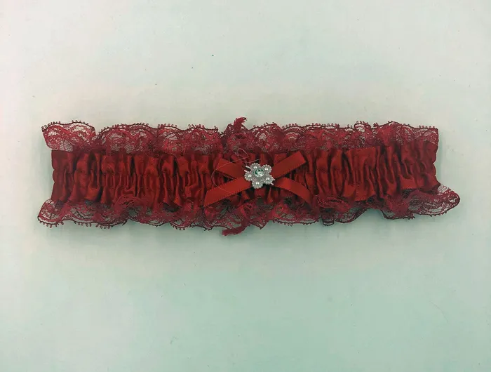 Satin Leg Garter One Size Red With Red Lace Elegant Moments Vibrators