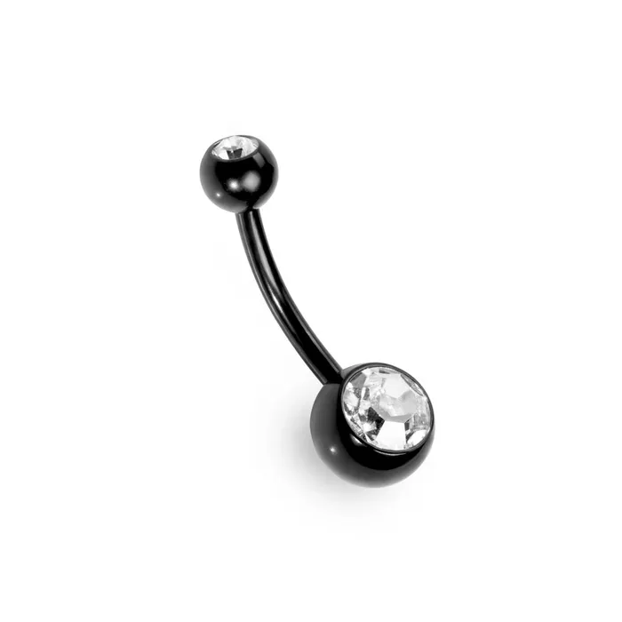 14g Externally Threaded PVD Black Titanium Navel Barbell w Double Jewel Price Per 1 Painful Pleasures Anal 14g Externally Threaded PVD Black Titanium Navel Barbell w Double Jewel Price Per 1 Painful Pleasures Anal