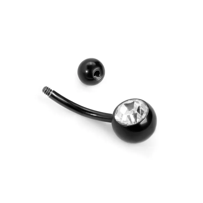14g Externally Threaded PVD Black Titanium Navel Barbell w Double Jewel Price Per 1 Painful Pleasures Anal