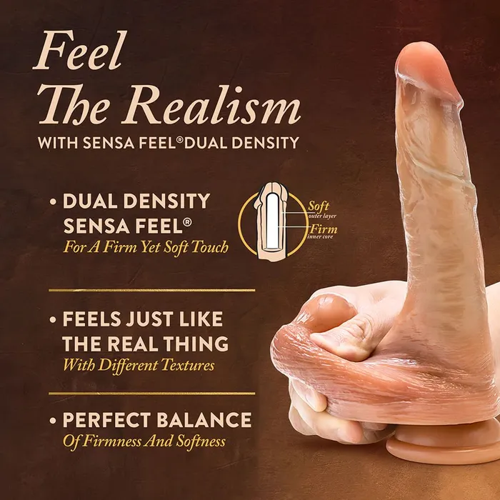 DaVinci Ultra Realistic 8 Inch Silicone Dildo with Sliding Foreskin Caramel Blush Female Sex Toys