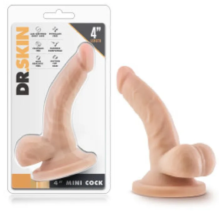 Dildos Blush Dr Skin 4 Inch Mini Cock Dildo with Balls Vanilla for Beginners
