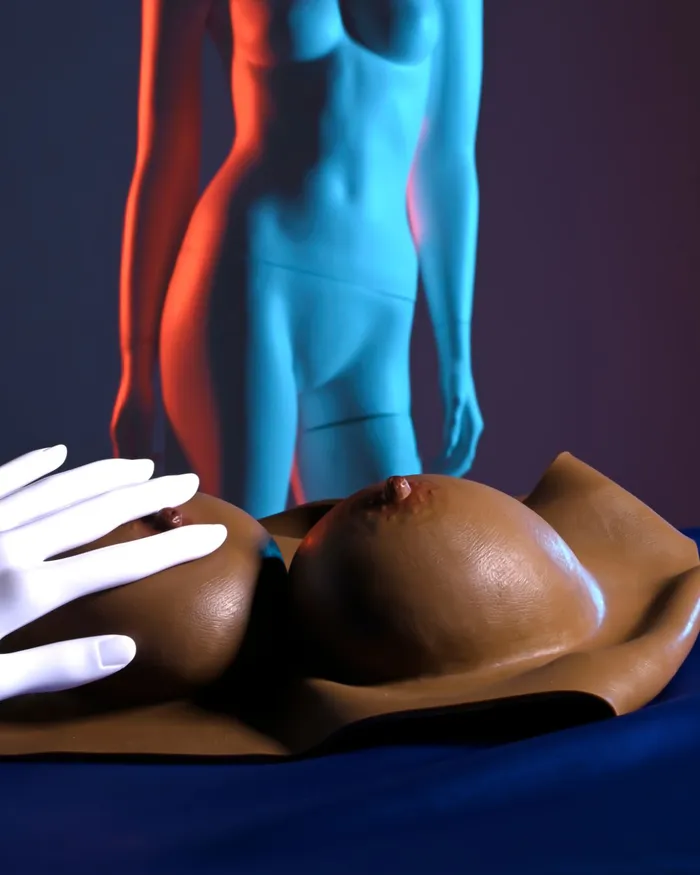 Gender X Wearable Silicone C Cup Breasts Chocolate Evolved Novelties Anal