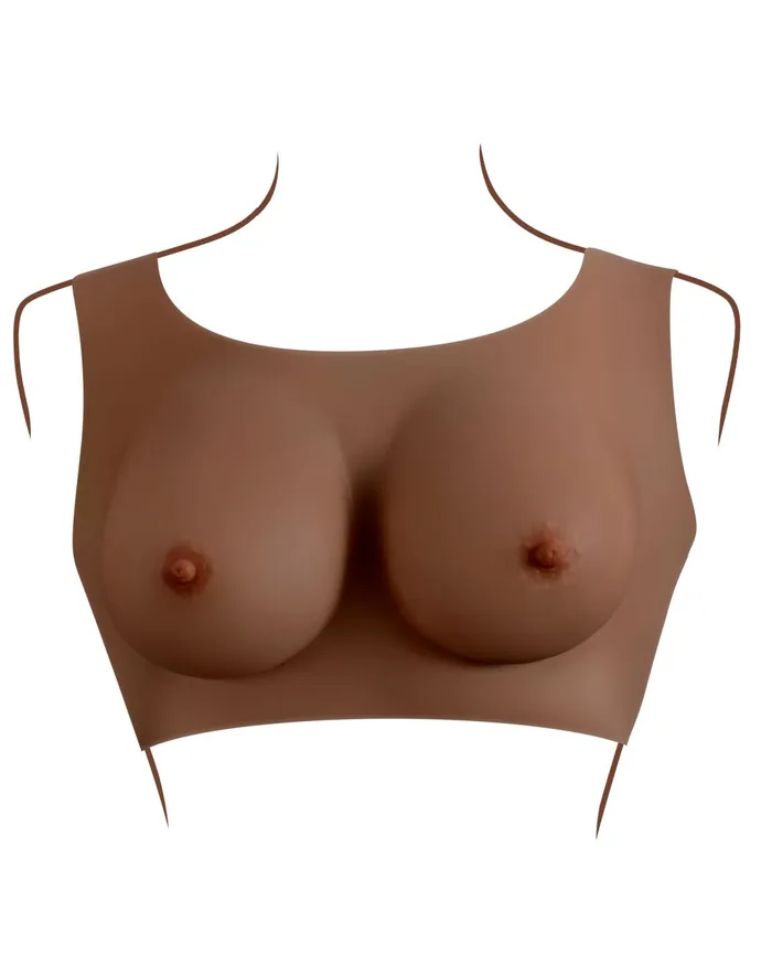 Gender X Wearable Silicone C Cup Breasts Chocolate Evolved Novelties Anal