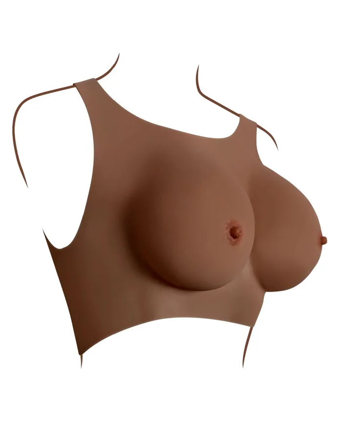 Gender X Wearable Silicone C Cup Breasts Chocolate Evolved Novelties Anal