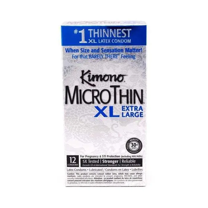 Kimono Microthin XL Extra Large Condoms 12 pk Mayer Labs Male Sex Toys