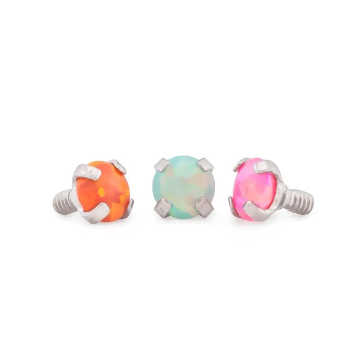 Tilum 14g12g Internally Threaded Square ProngSet 3mm Round Opal Top Price Per 1 Tilum Anal
