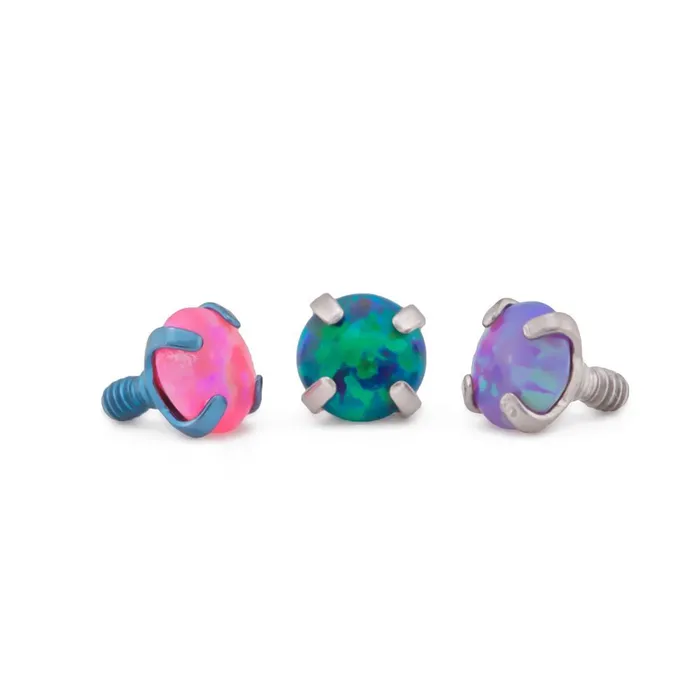 Tilum 14g12g Internally Threaded Square ProngSet 3mm Round Opal Top Price Per 1 Tilum Anal