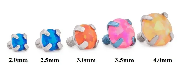 Tilum 14g12g Internally Threaded Square ProngSet 3mm Round Opal Top Price Per 1 Tilum Anal