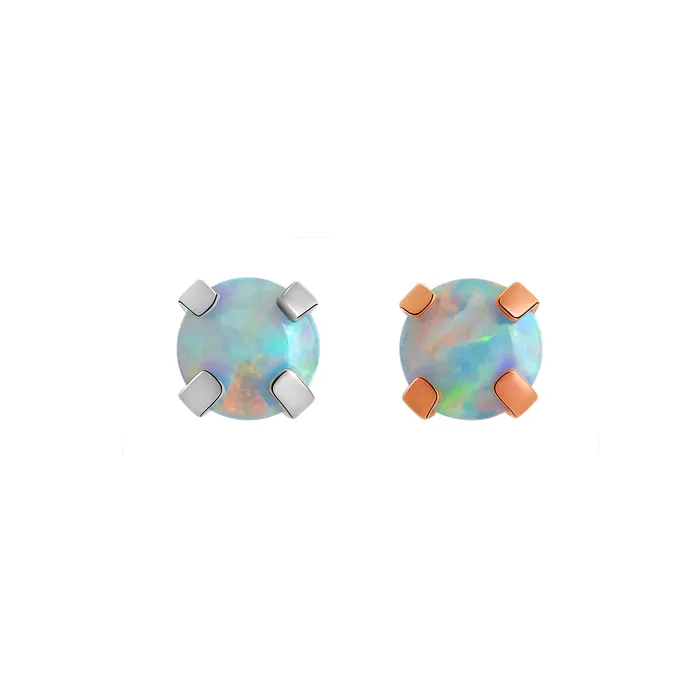 Tilum 14g12g Internally Threaded Square ProngSet 3mm Round Opal Top Price Per 1 Tilum Anal