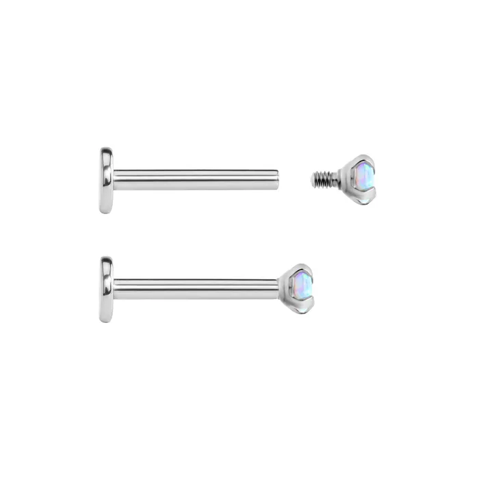 Tilum 14g12g Internally Threaded Square ProngSet 3mm Round Opal Top Price Per 1 Tilum Anal