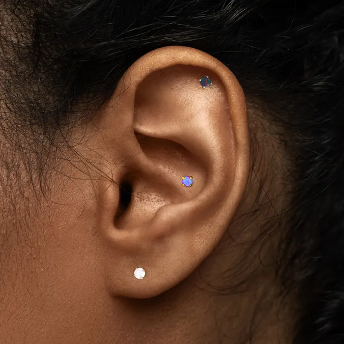 Tilum 14g12g Internally Threaded Square ProngSet 3mm Round Opal Top Price Per 1 Tilum Anal