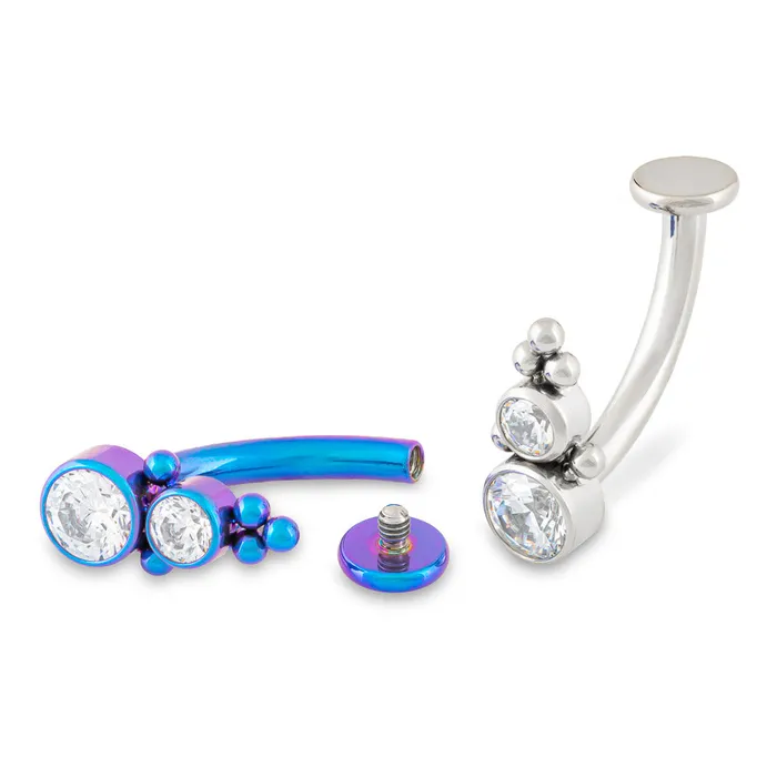 Tilum 14g 38 Internal Jeweled Bubbles Titanium Belly Button Ring Tilum Male Sex Toys