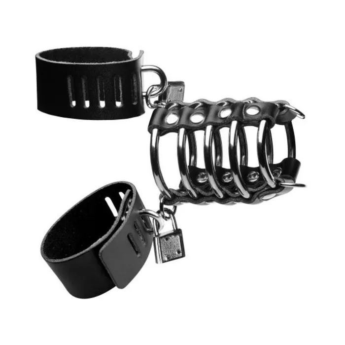 5 Ring Chastity Device With Cock Ball Strap Fairvillacom Male Sex Toys