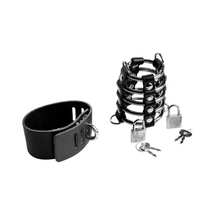 5 Ring Chastity Device With Cock Ball Strap Fairvillacom Male Sex Toys