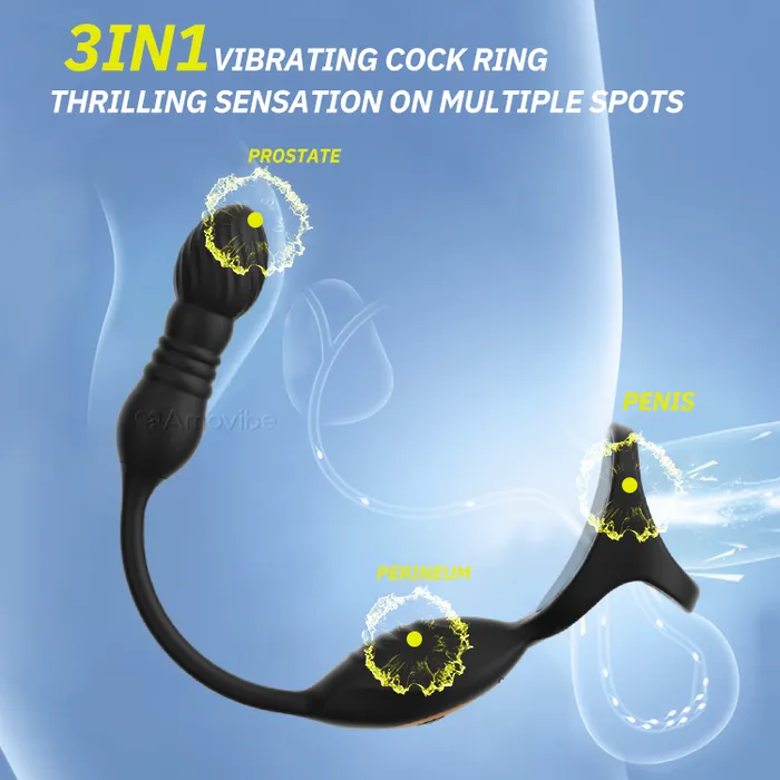 Amovibe Male Sex Toys Remote Thrusting Prostate Massager with 10 Vibrating Functions Amovibe Male Sex Toys Remote Thrusting Prostate Massager with 10 Vibrating Functions