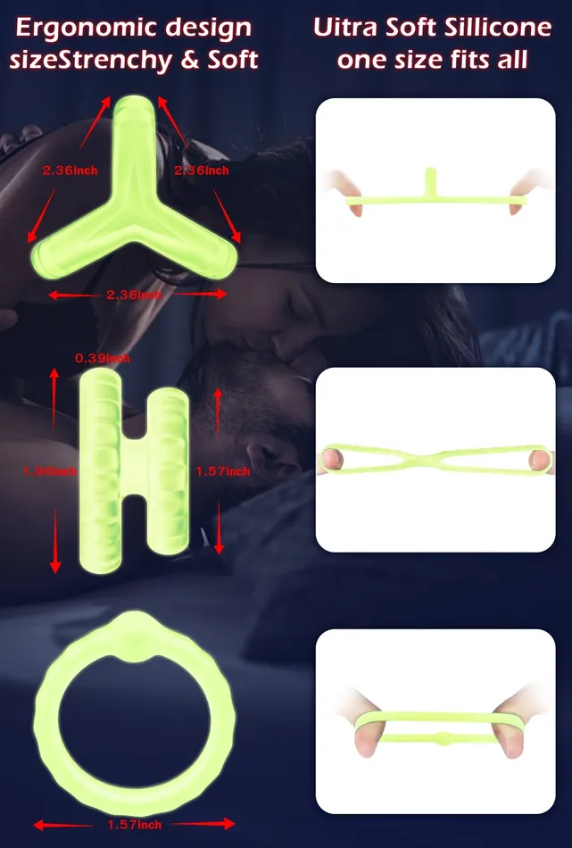 Amovibe Male Sex Toys Silicone Cock Ring Set