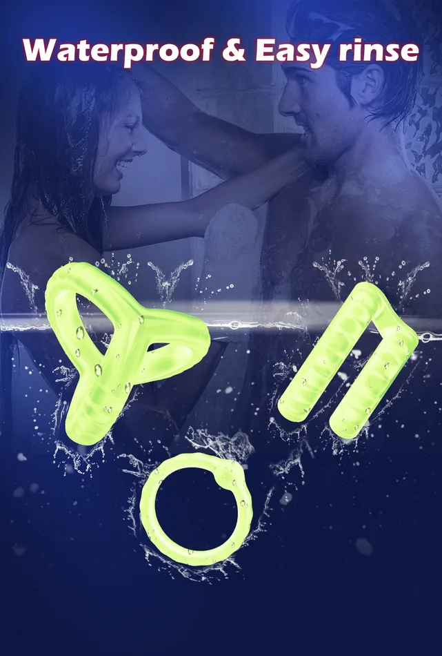 Amovibe Male Sex Toys Silicone Cock Ring Set