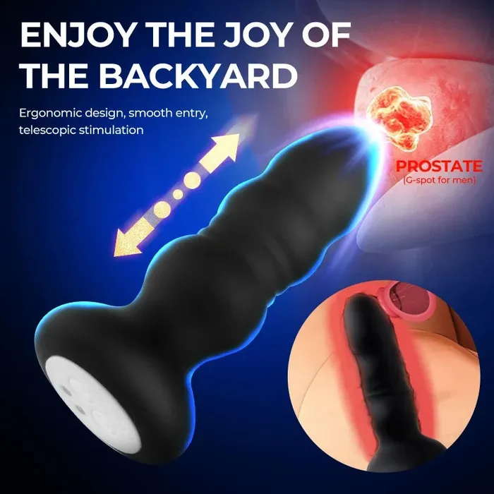 Amovibe Male Sex Toys Vibrating Butt Plug with LED Mode
