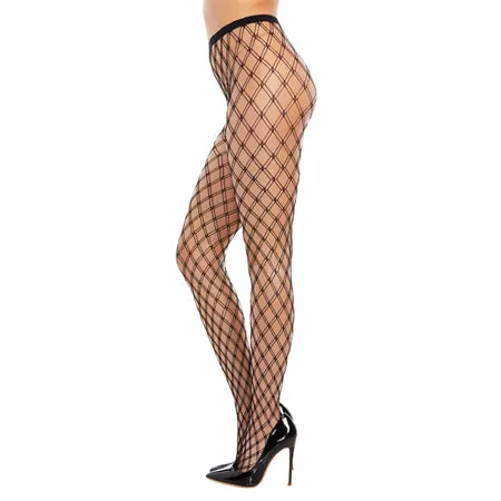 Anal Double Knitted Fence Net Pantyhose Black OS Fairvillacom