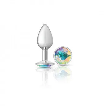 Anal Fairvillacom Cheeky Charms Silver Metal Butt Plug Round Clear Small