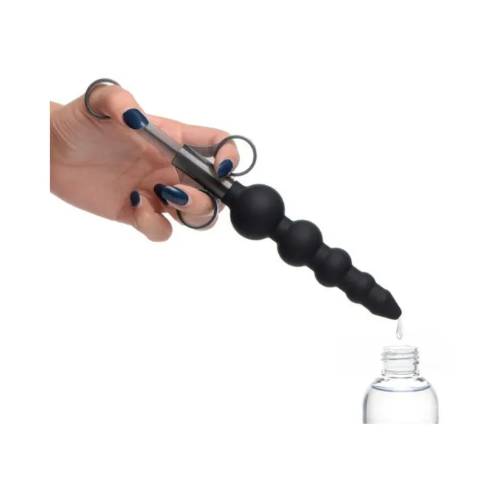 Anal Fairvillacom Silicone Graduated Beads Lubricant Launcher Black