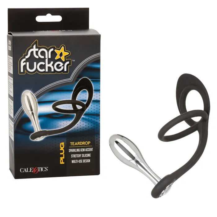 Anal Fairvillacom Star Fucker Teardrop Gem Plug wSilicone Enhancer Black