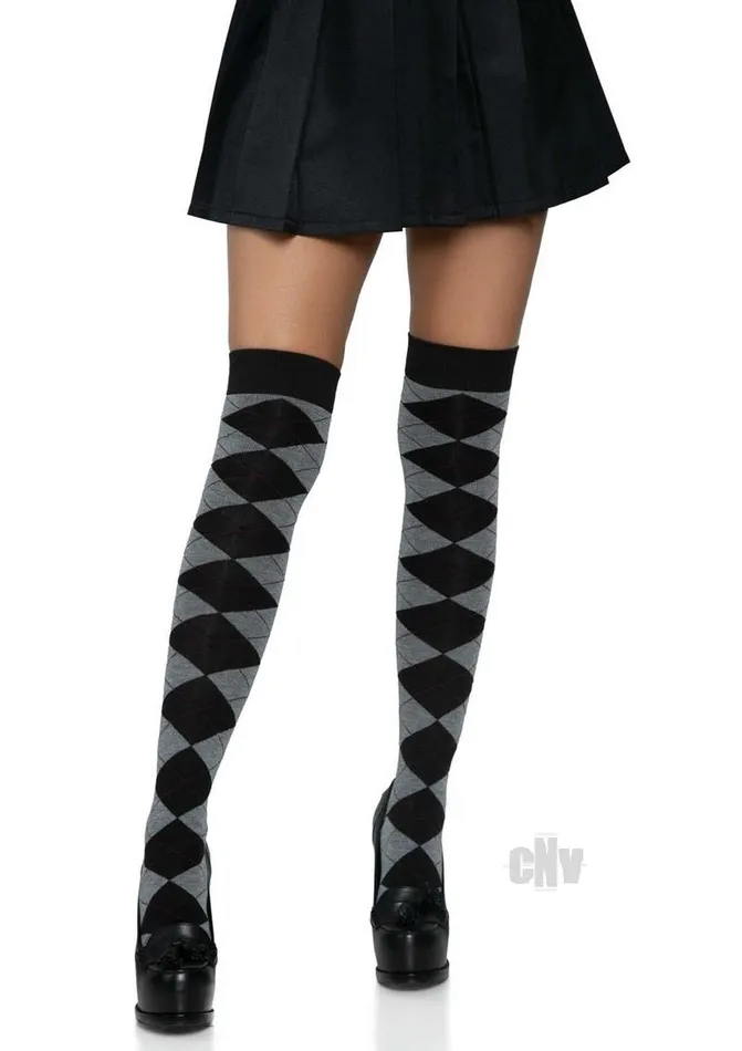 Argyle Knit Over The Knee Socks Os Grey Fairvillacom Vibrators