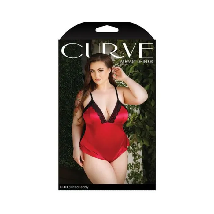 Curve Cleo Skirted Teddy With Lace Trim And Snap Closure Red 3x4x Fairvillacom Vibrators