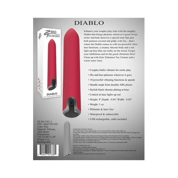 Diablo Rechargeable Bullet Vibrator Red Fairvillacom Female Sex Toys