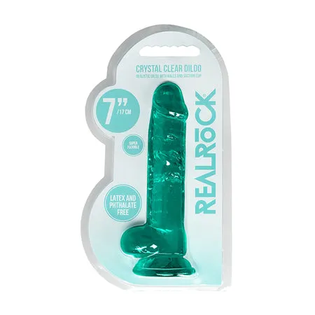 Dildos Fairvillacom Shots RealRock Realistic Crystal Clear 7 Dildo wBalls Turquoise