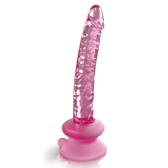 Dildos ShhhWndsr Icicles 86 GLASS Dildo dong 17cm with removable suction cup Pink