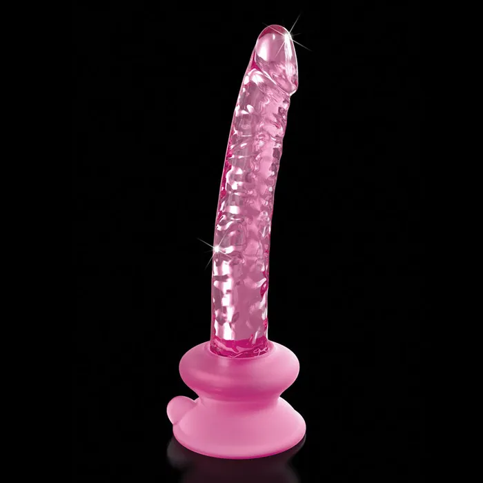 Dildos ShhhWndsr Icicles 86 GLASS Dildo dong 17cm with removable suction cup Pink
