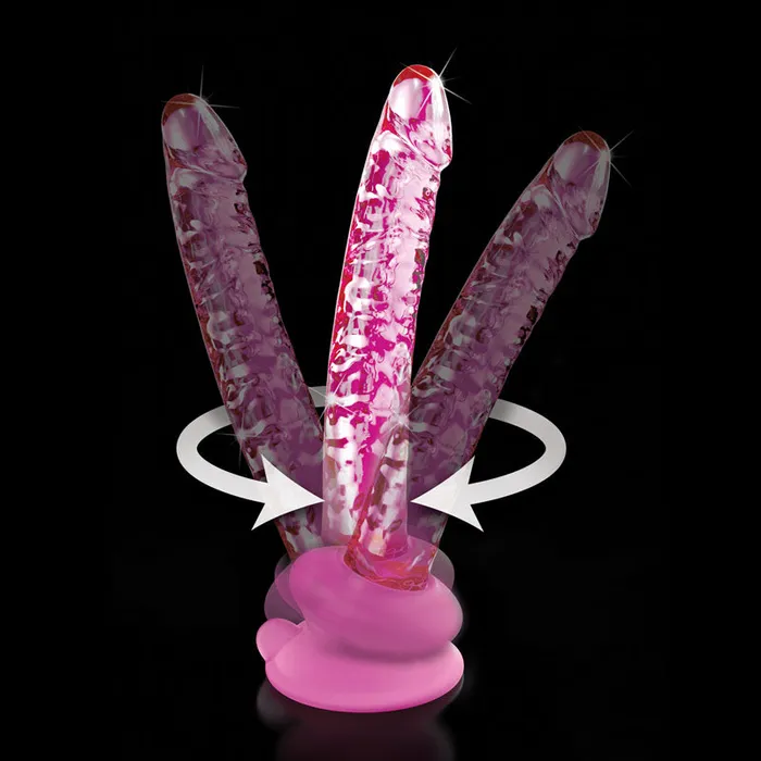 Dildos ShhhWndsr Icicles 86 GLASS Dildo dong 17cm with removable suction cup Pink