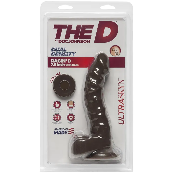 Doc Johnson Novelties Dildos THE D RAGIN D 75 WBALLS CHOCOLATE BROWN DILDO 