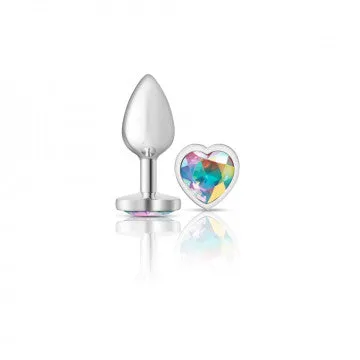 Fairvillacom Anal Cheeky Charms Silver Metal Butt Plug Heart Clear Small