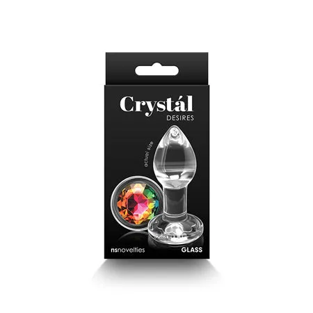 Fairvillacom Anal Crystal Desires Glass Round Gem Butt Plug Small Rainbow