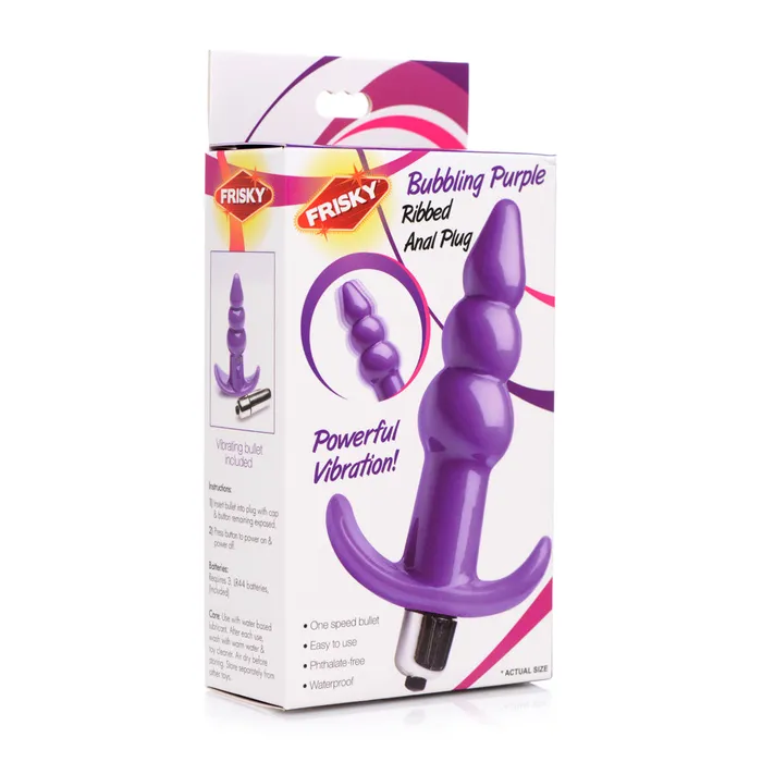 Fairvillacom Anal Frisky Ribbed Vibrating Butt Plug Purple