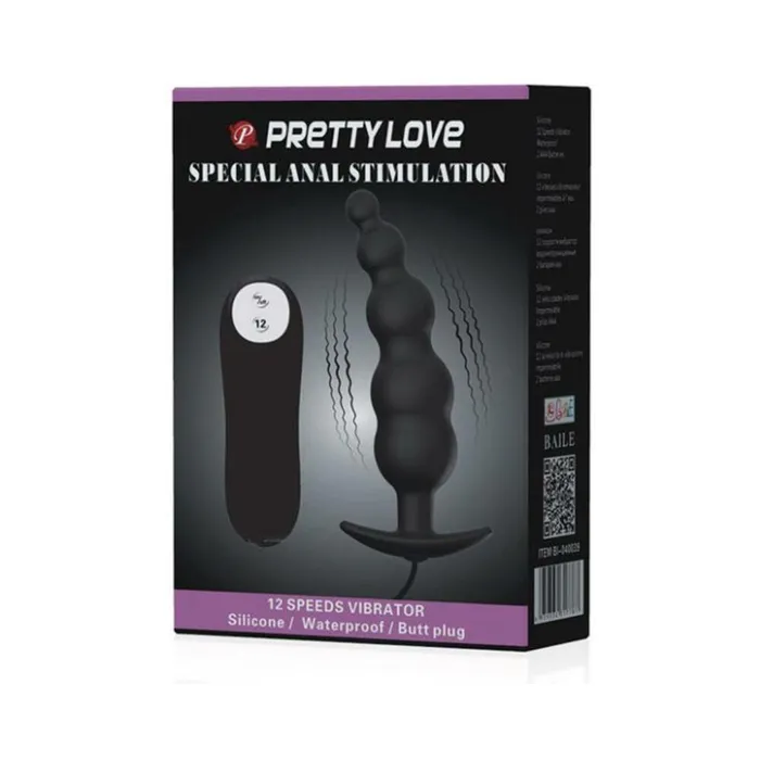 Fairvillacom Anal Pretty Love Vibrating Bead Butt Plug Black