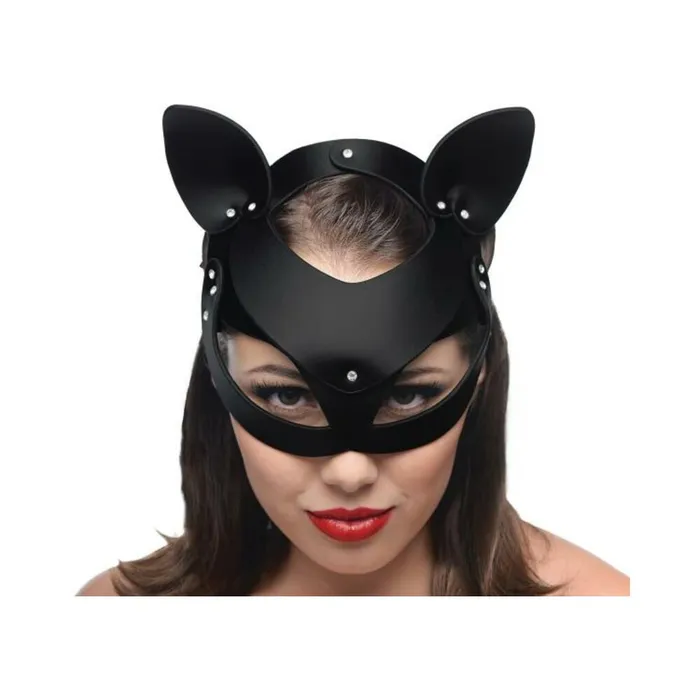 Fairvillacom Bad Kitten Leather Cat Mask Black OS Restraints