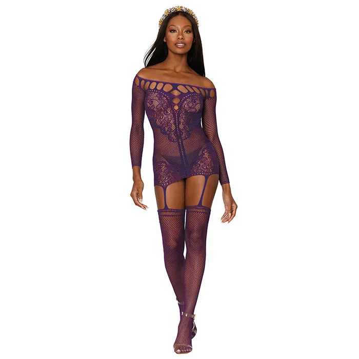 Fairvillacom DG Fishnet GarterDress WStocking Aub OS Vibrators
