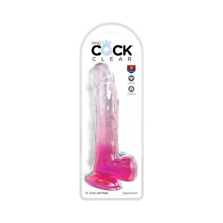 Fairvillacom Dildos King Cock Clear 9 Cock wBalls Pink