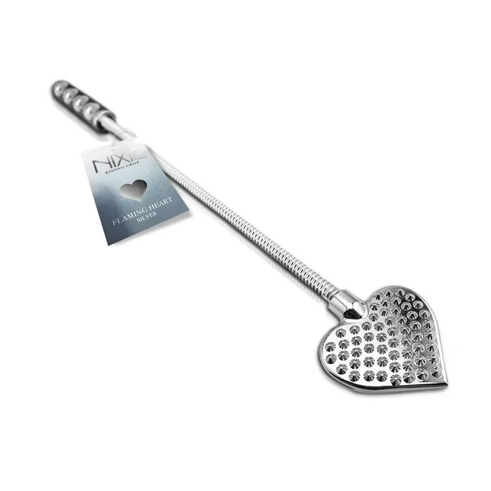 Fairvillacom Dildos Nixie Stainless Steel Riding Crop Flaming Heart