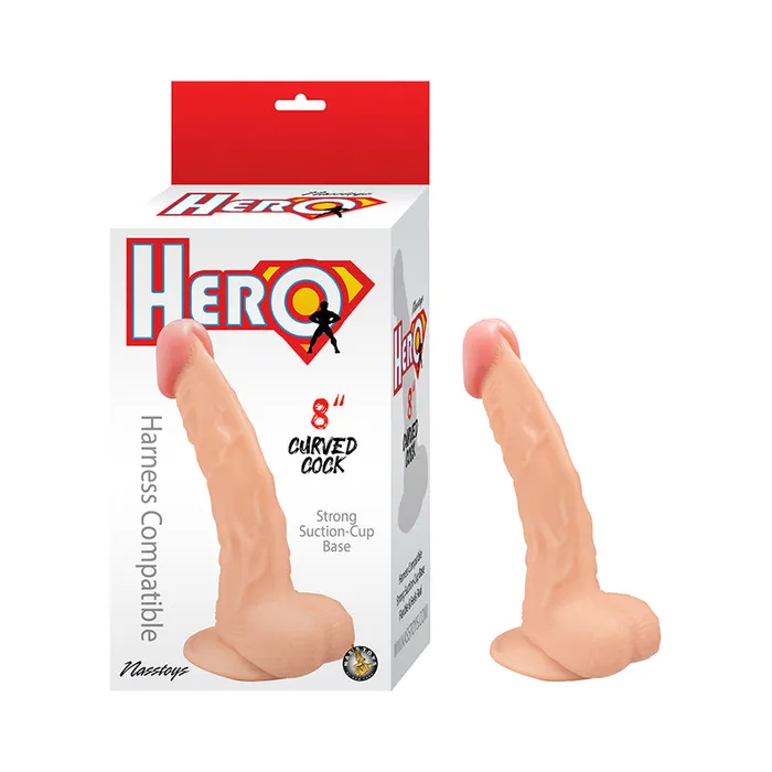 Fairvillacom Hero Curved Cock 8in Whte Dildos