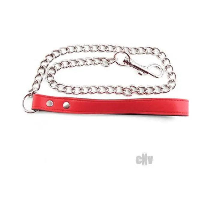 Fairvillacom Restraints Rouge Leather Handle Chain Lead Leash Red