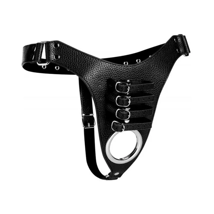 Fairvillacom Restraints Strict Male Chastity Harness OS Black Leather