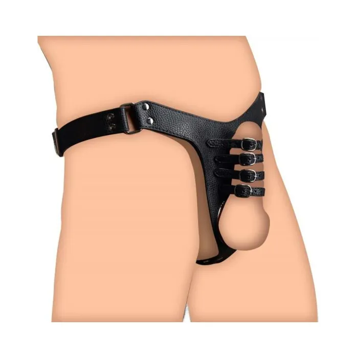 Fairvillacom Restraints Strict Male Chastity Harness OS Black Leather Fairvillacom Restraints Strict Male Chastity Harness OS Black Leather