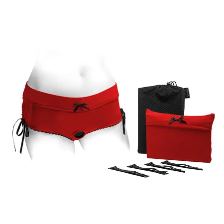 Fairvillacom SpareParts Sasha Cinch Booty Short Harness RedBlack Size 5XL Anal