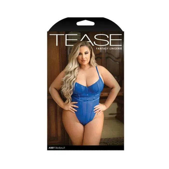Fairvillacom Teddies And Bodies Tease Abby Bodysuit With Structured Elastic Detail Thongcut Back And Snap Closure Cobalt Blue 3x4