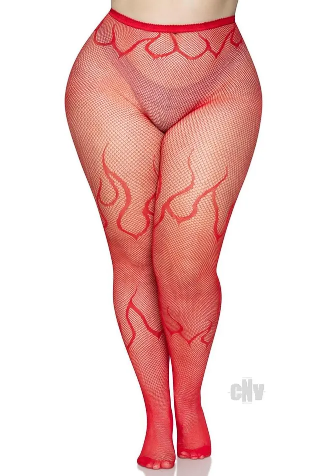 Fairvillacom Vibrators Flame Net Tights 1x2x Red