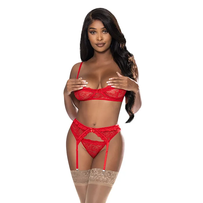 Fairvillacom Vibrators MS OohLaLace DemiBra GarterTnga Red LXL
